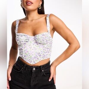 ASOS DESIGN Hope satin underwire corset in ditsy floral